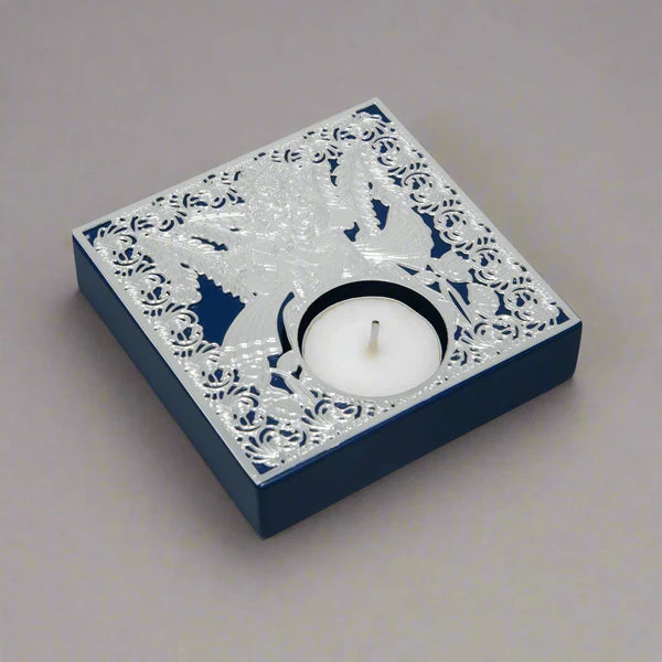 Radha krishna Ji Silver plated square Tea Light