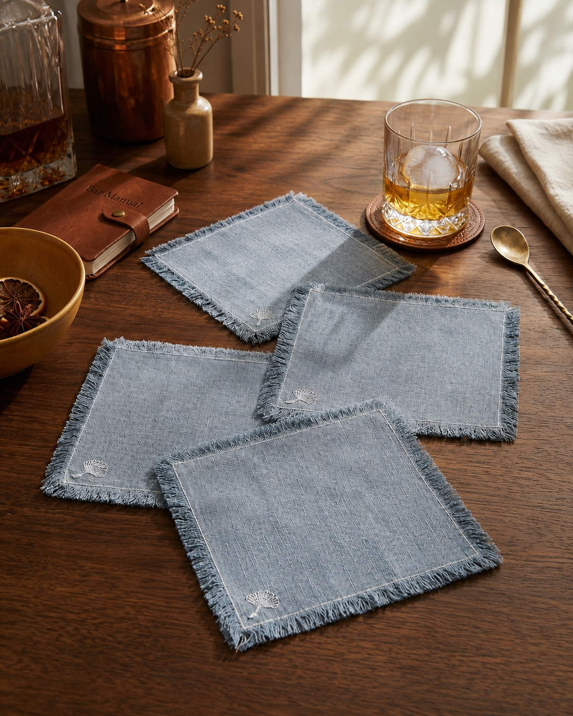 COCKTAIL NAPKIN SOFT GREY (SET OF 4)