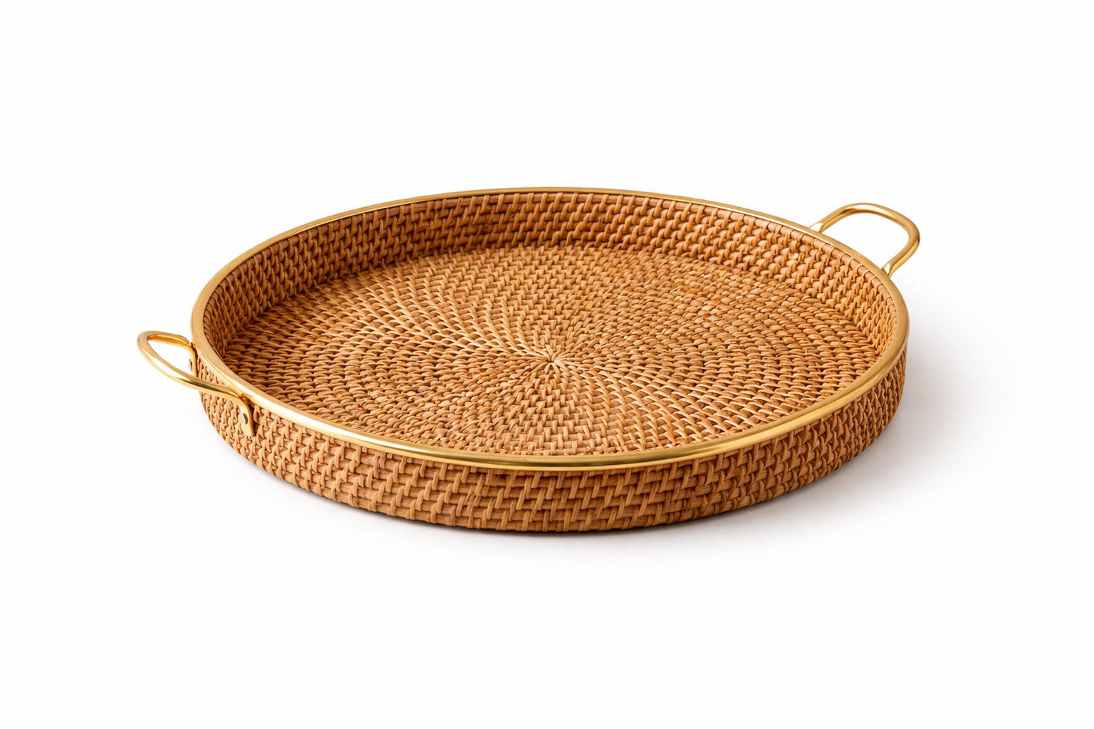 Brass Rattan Rattan Tray