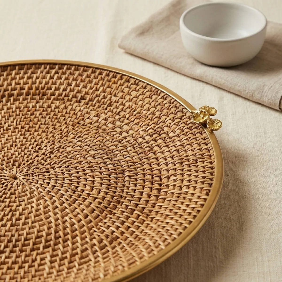 Brass Rattan Platter