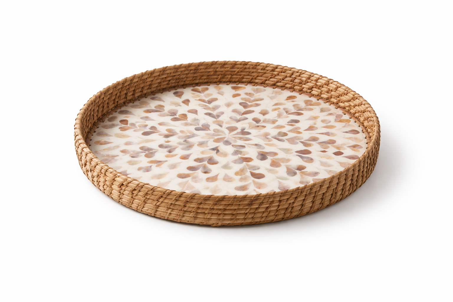 Brass Rattan Serving Tray
