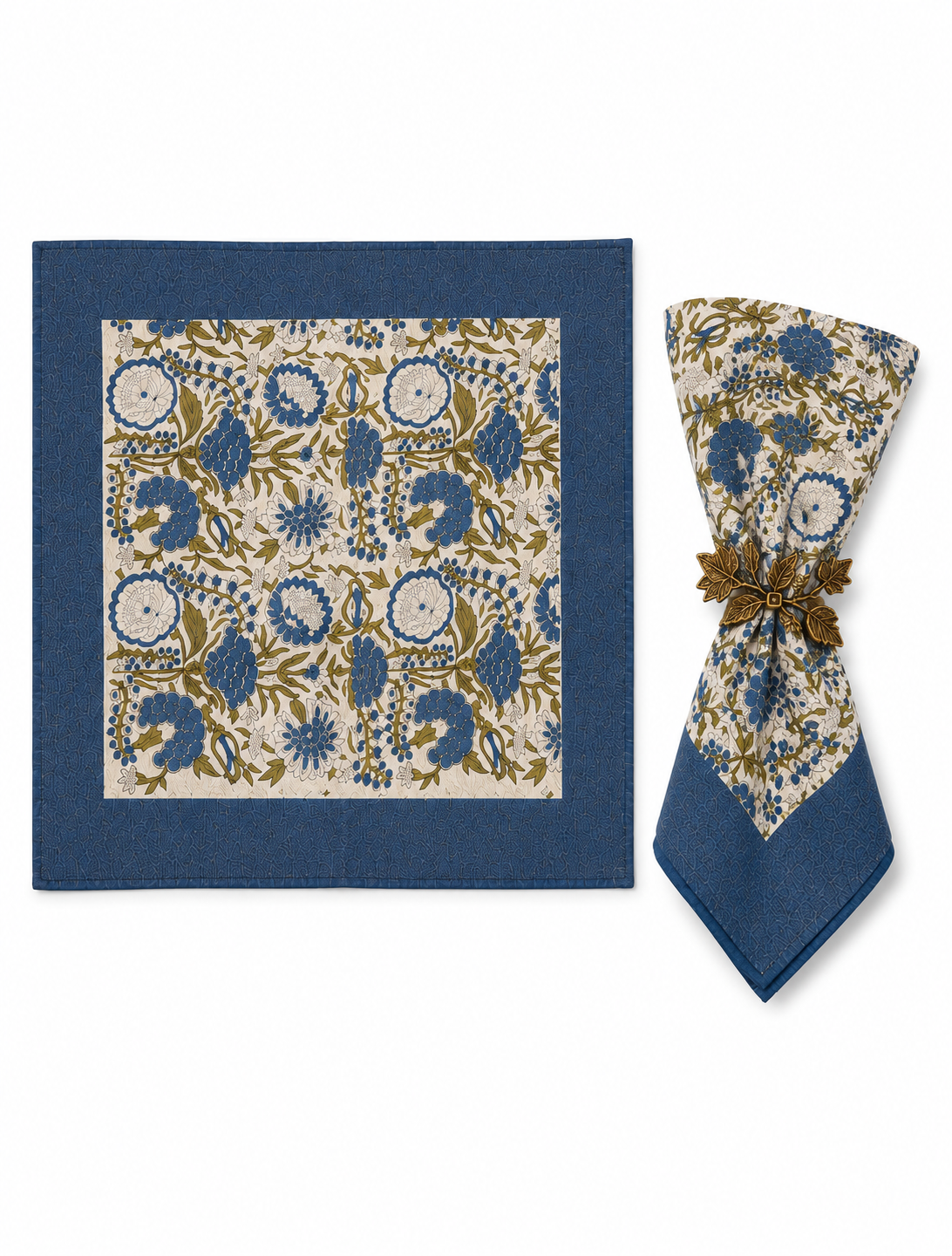 INDIGO FLEURS DINNER NAPKIN INDIGO BLUE