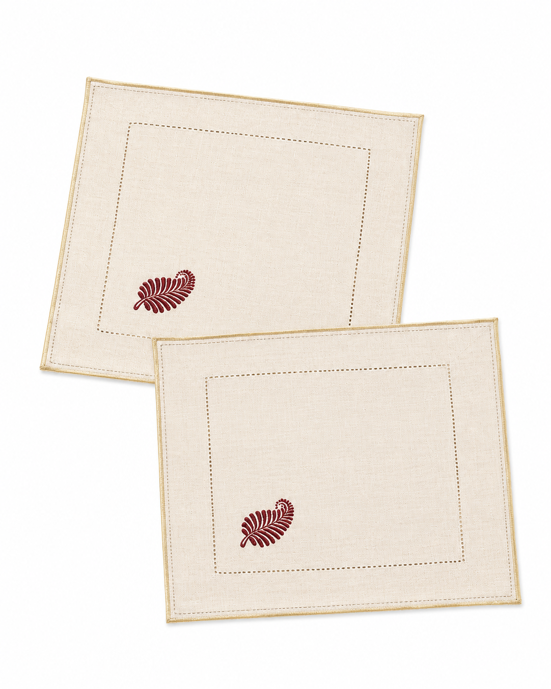 LEAF COCKTAIL NAPKIN BEIGE & PINK (SET OF 4)