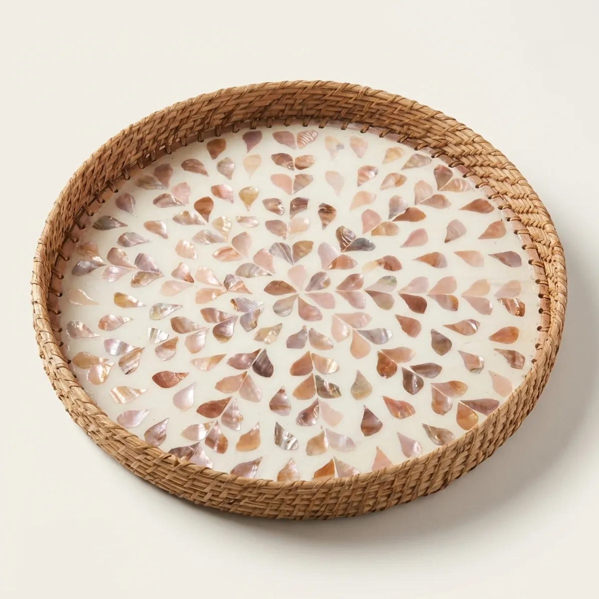 Brass Rattan Serving Tray