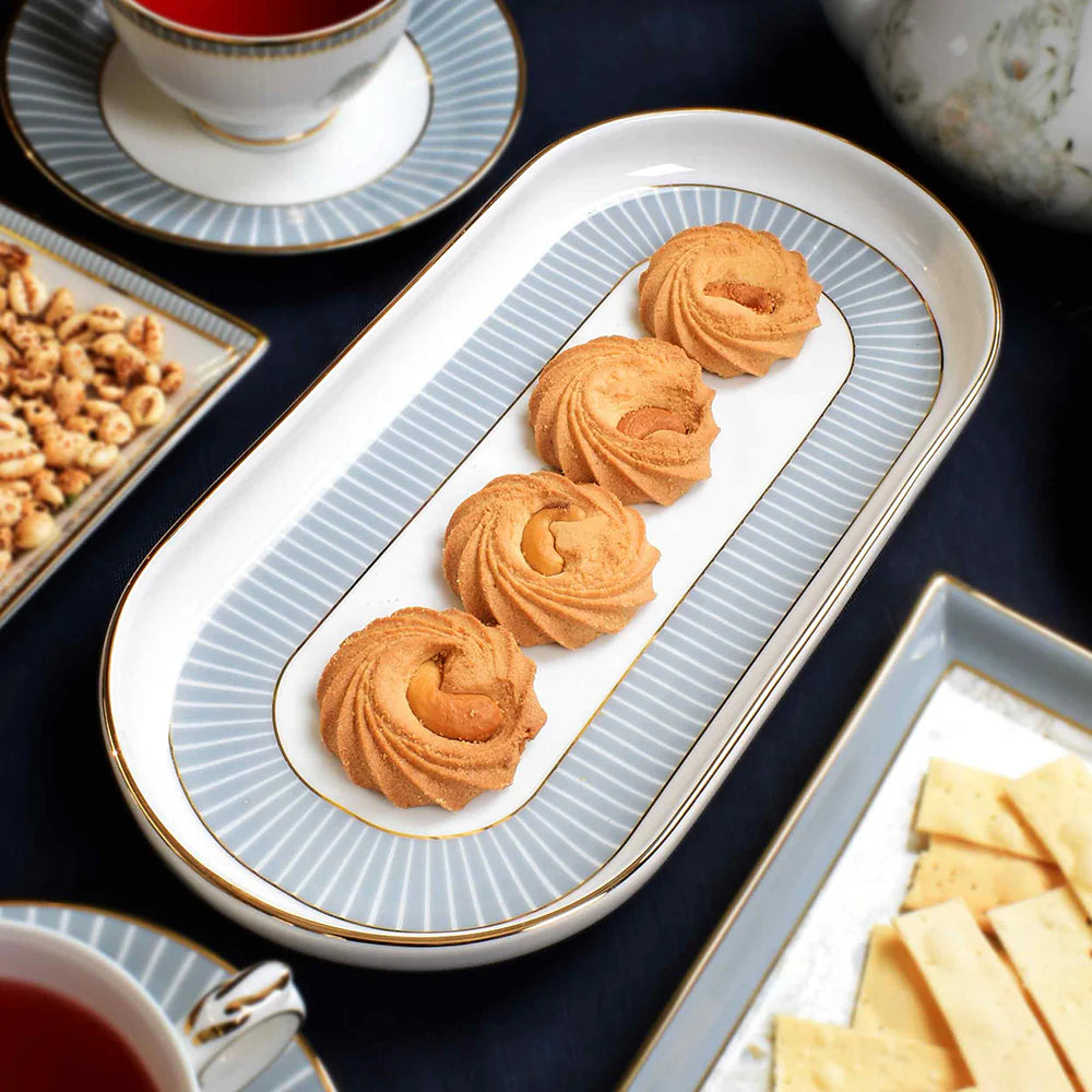 Grey Iris Oval Platter