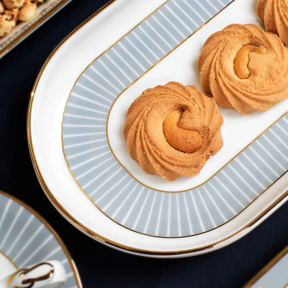 Grey Iris Oval Platter