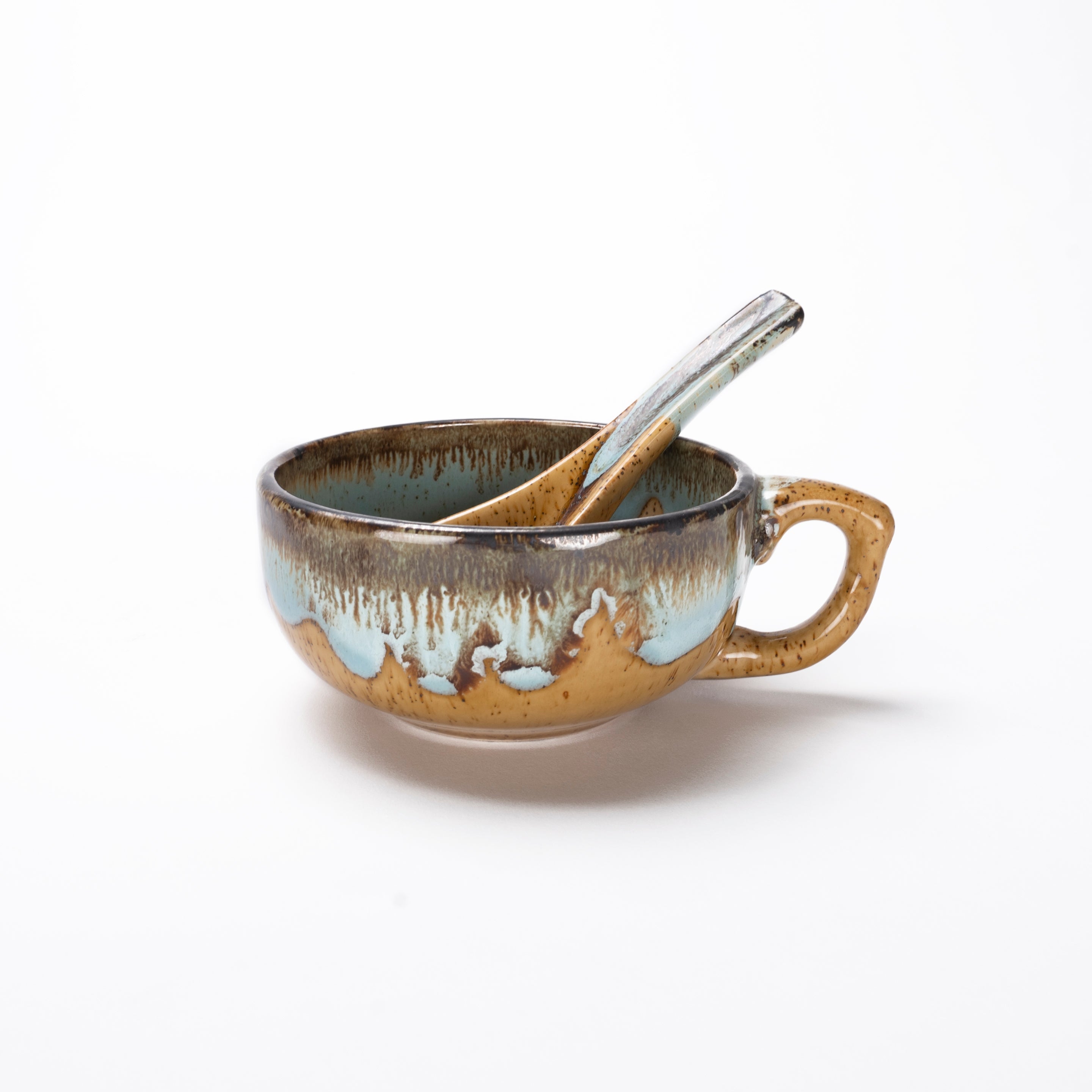Coral soup bowl & spoon (set of 2)