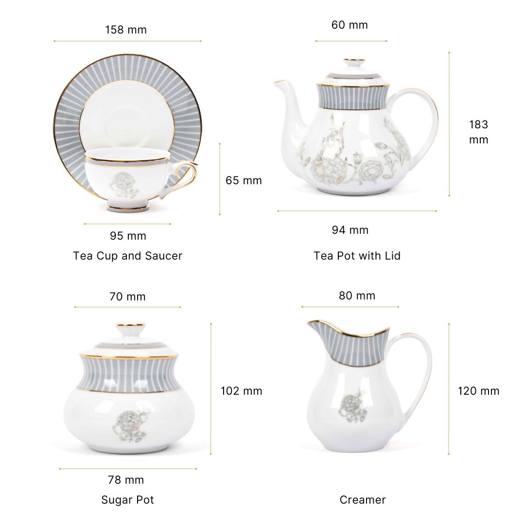 Grey Iris Tea Set | 17 Pcs