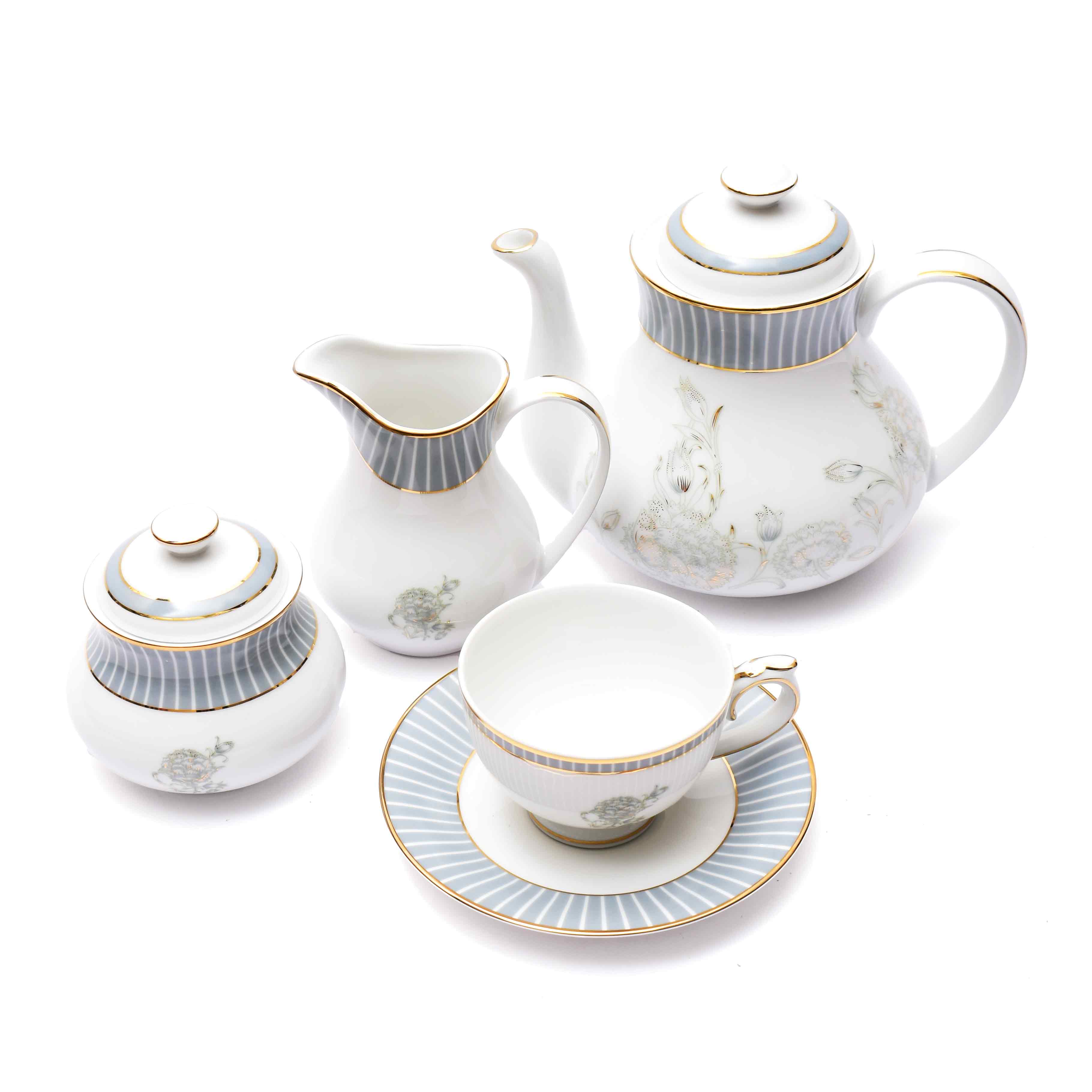 Grey Iris Tea Set | 17 Pcs