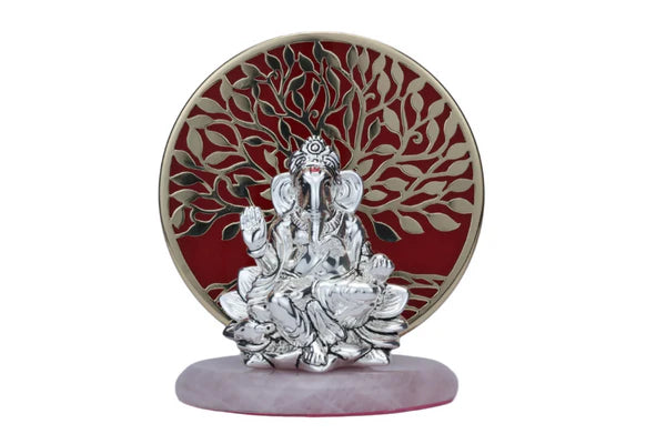 Tree of Life Ganesha Ji On Rose Quartz