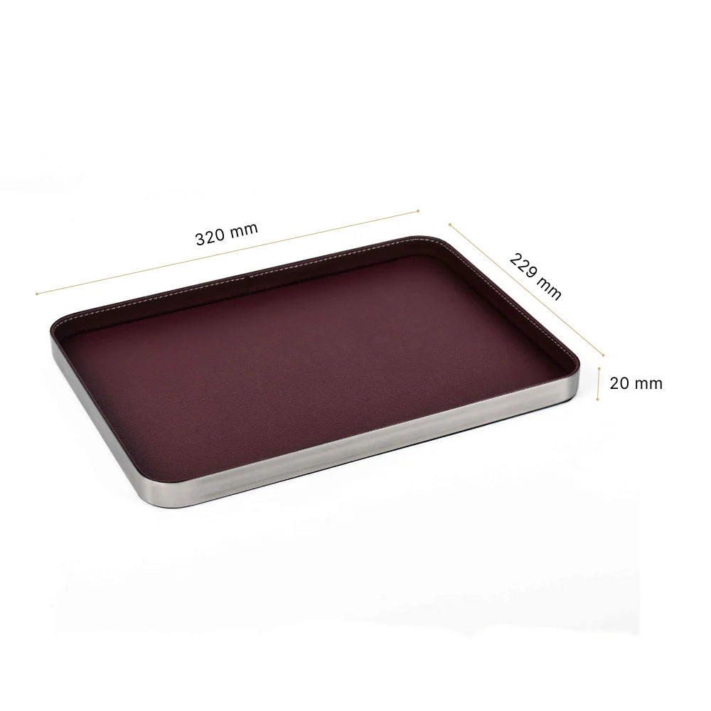 Metal Leatherette Serving Tray | Wine | Luxe