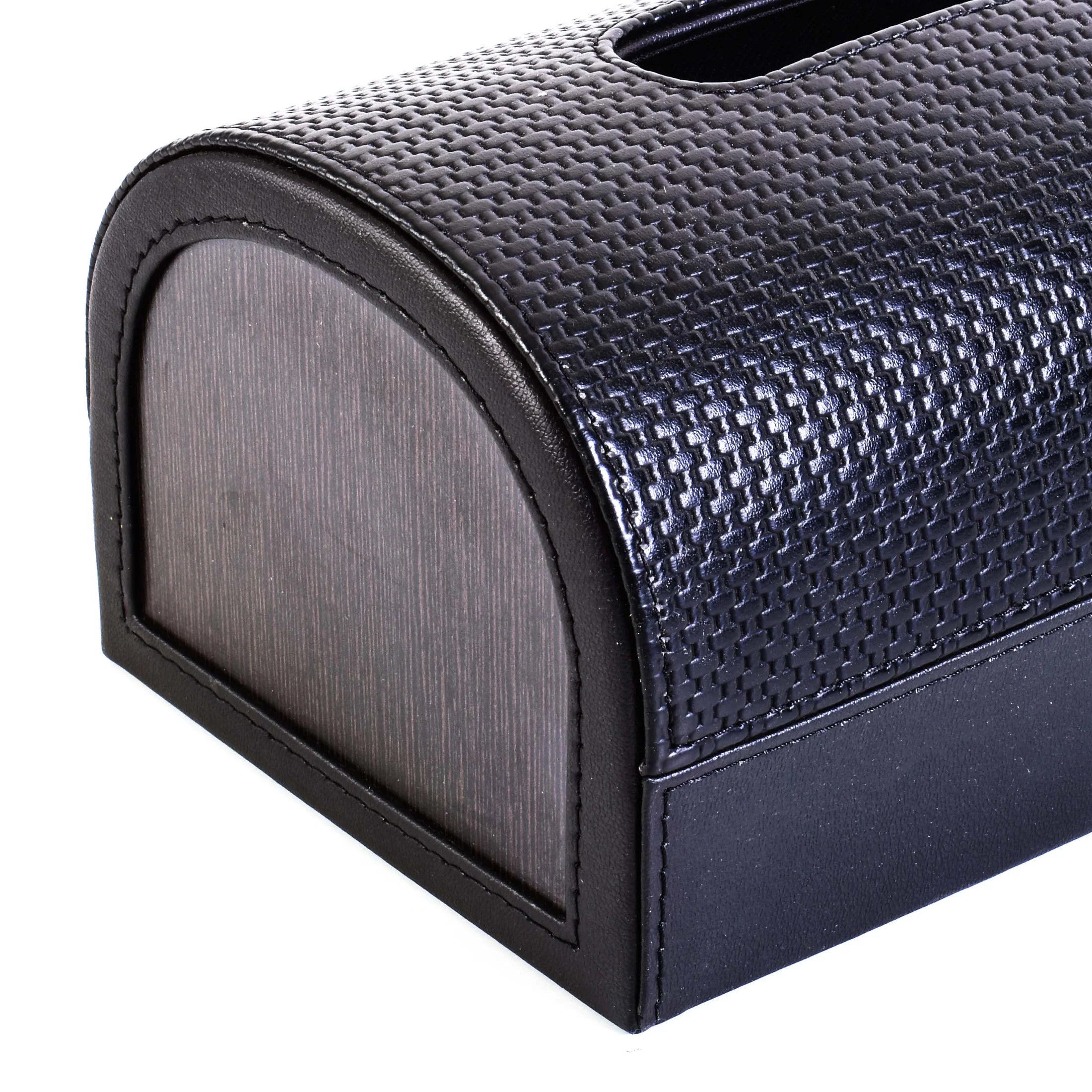 Leatherette Tissue Box Holder | Black | Capsule
