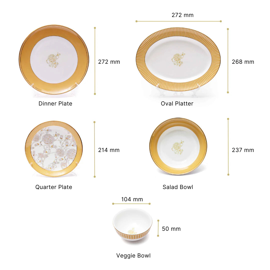 21 pc Dinner set | Yellow | Mustard Iris