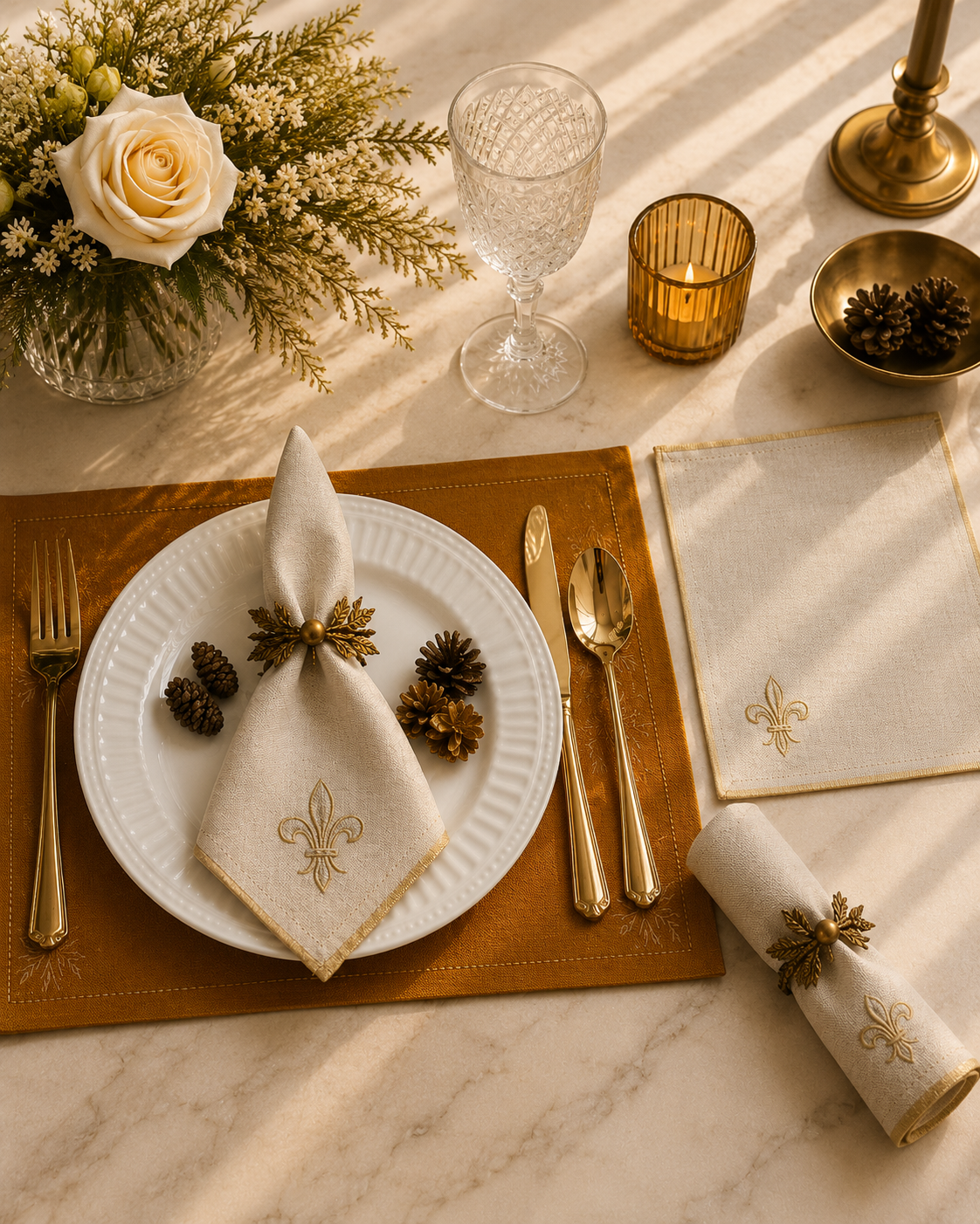 DINNER NAPKIN NATURAL GOLD