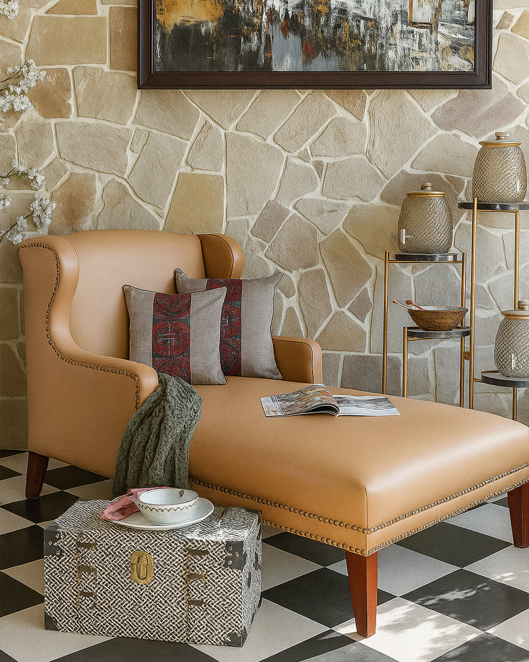 Leather Chaise Lounge