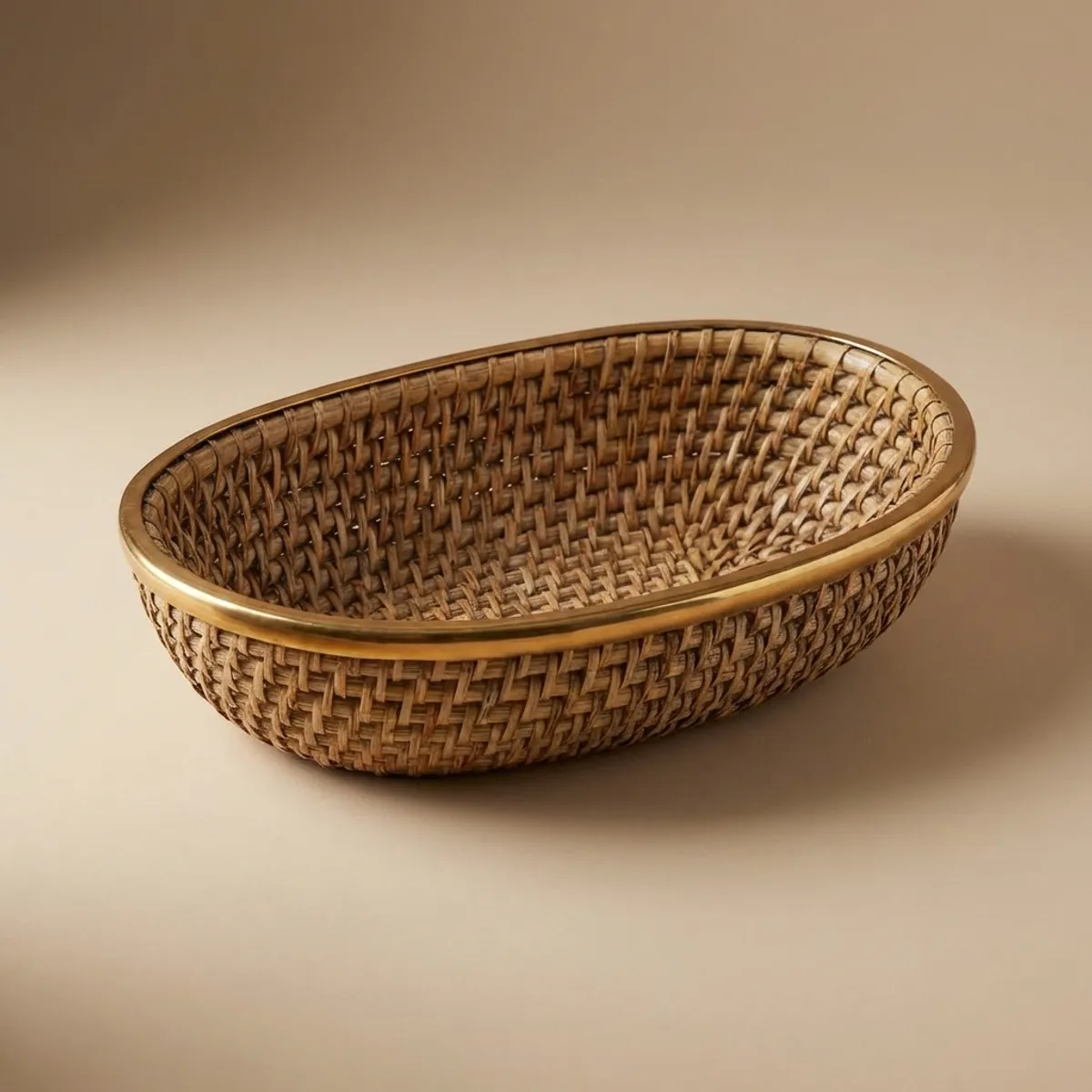 Brass Rattan Rattan Basket