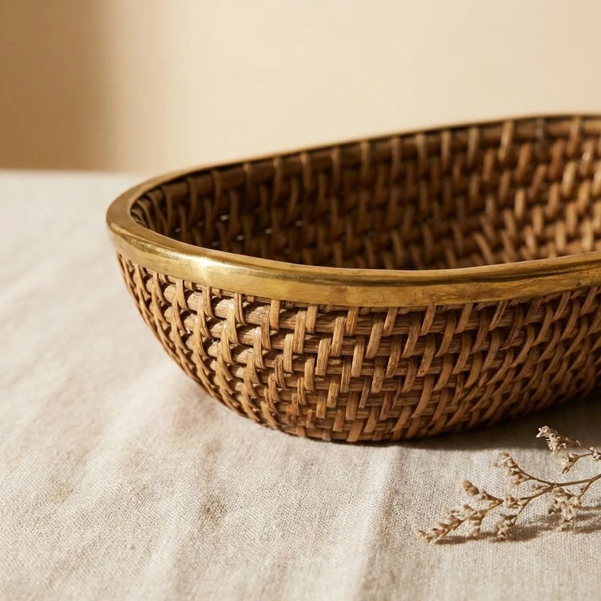 Brass Rattan Rattan Basket