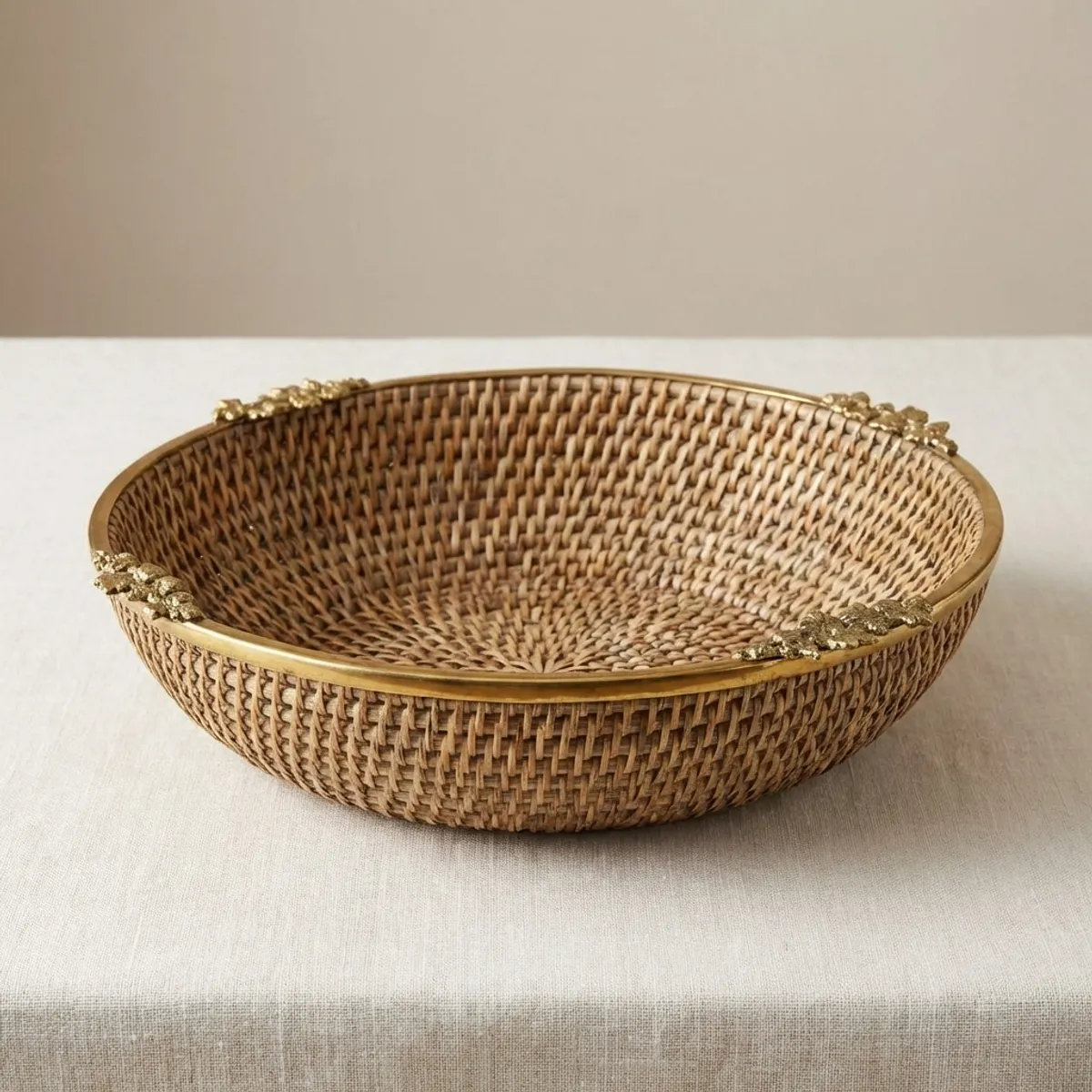 Brass Rattan Decorative Bowl