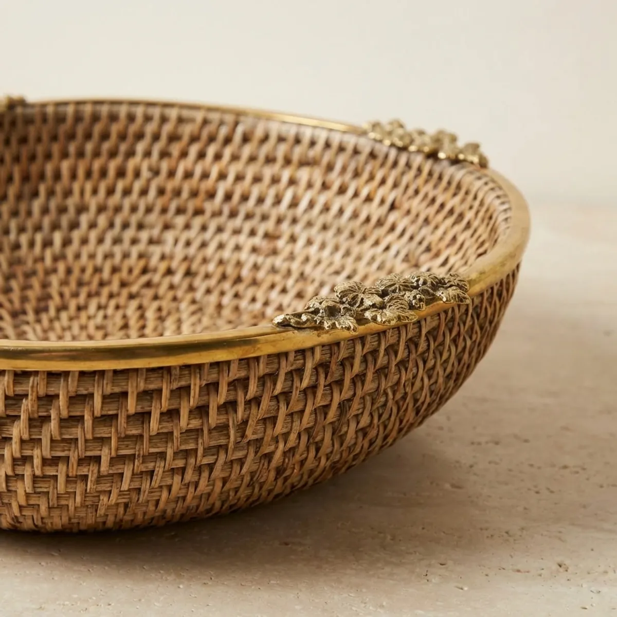 Brass Rattan Decorative Bowl