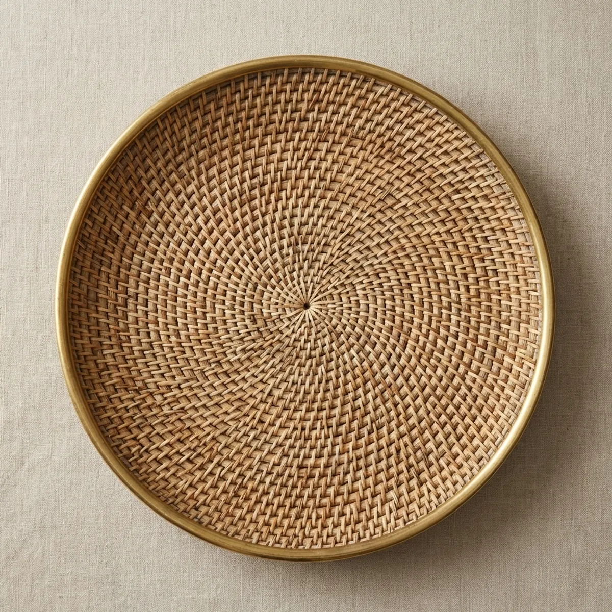 Brass Rattan Raatan Tray