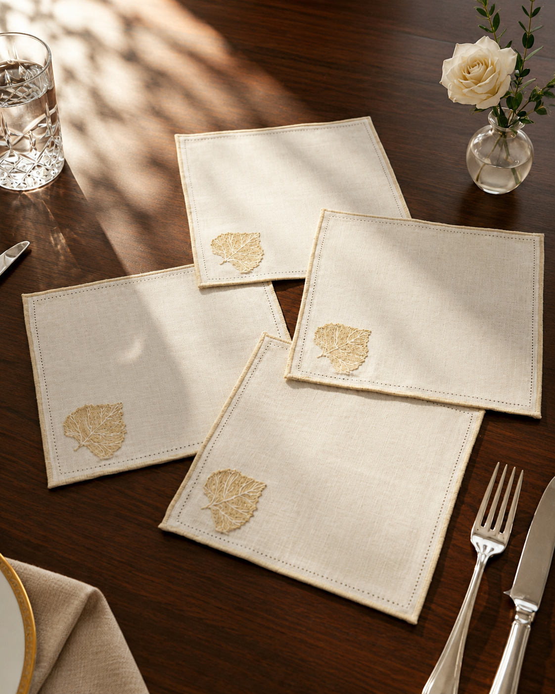 COCKTAIL NAPKIN NATURAL WHITE (SET OF 4)