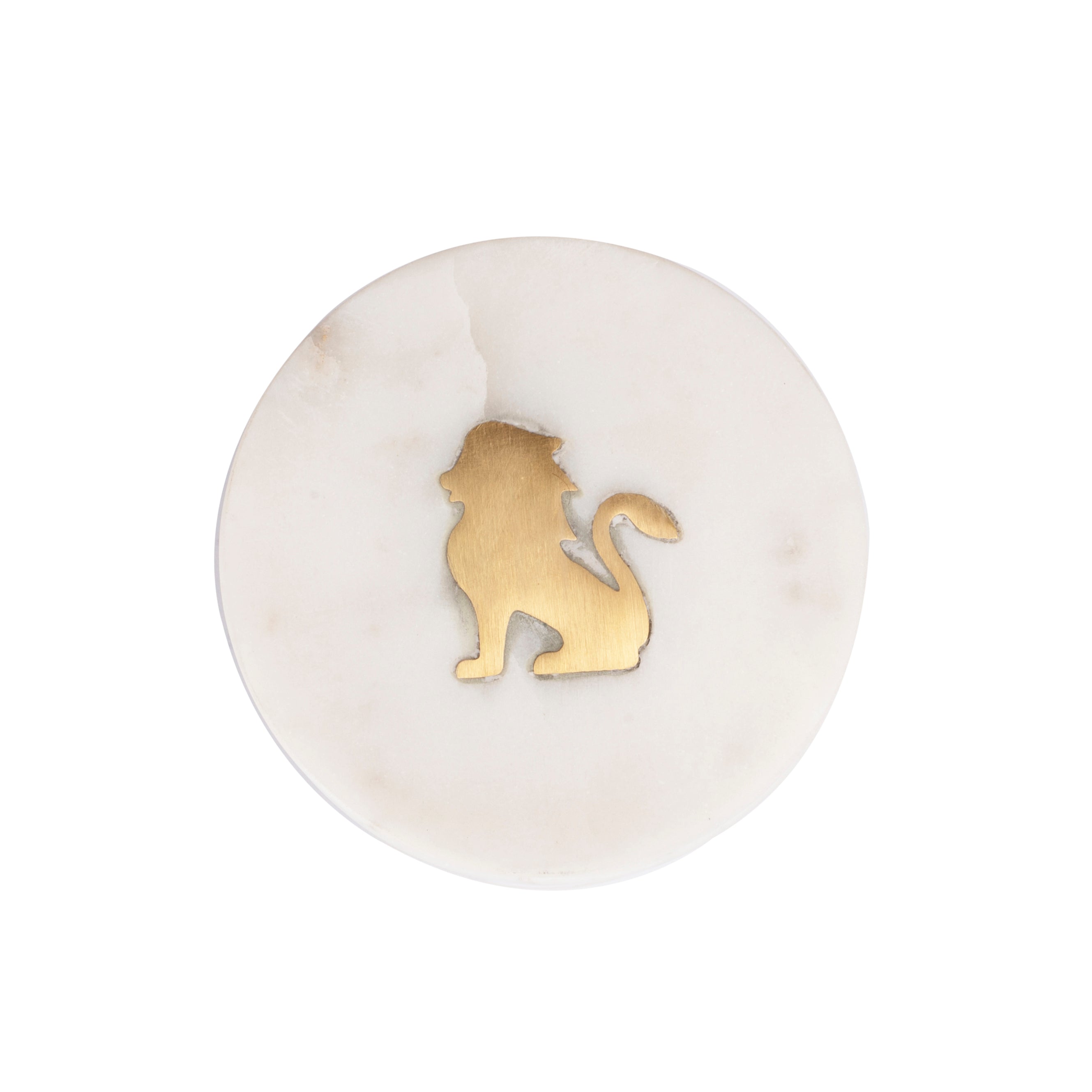 Simba Marble Candle Jar with Lion Inlay