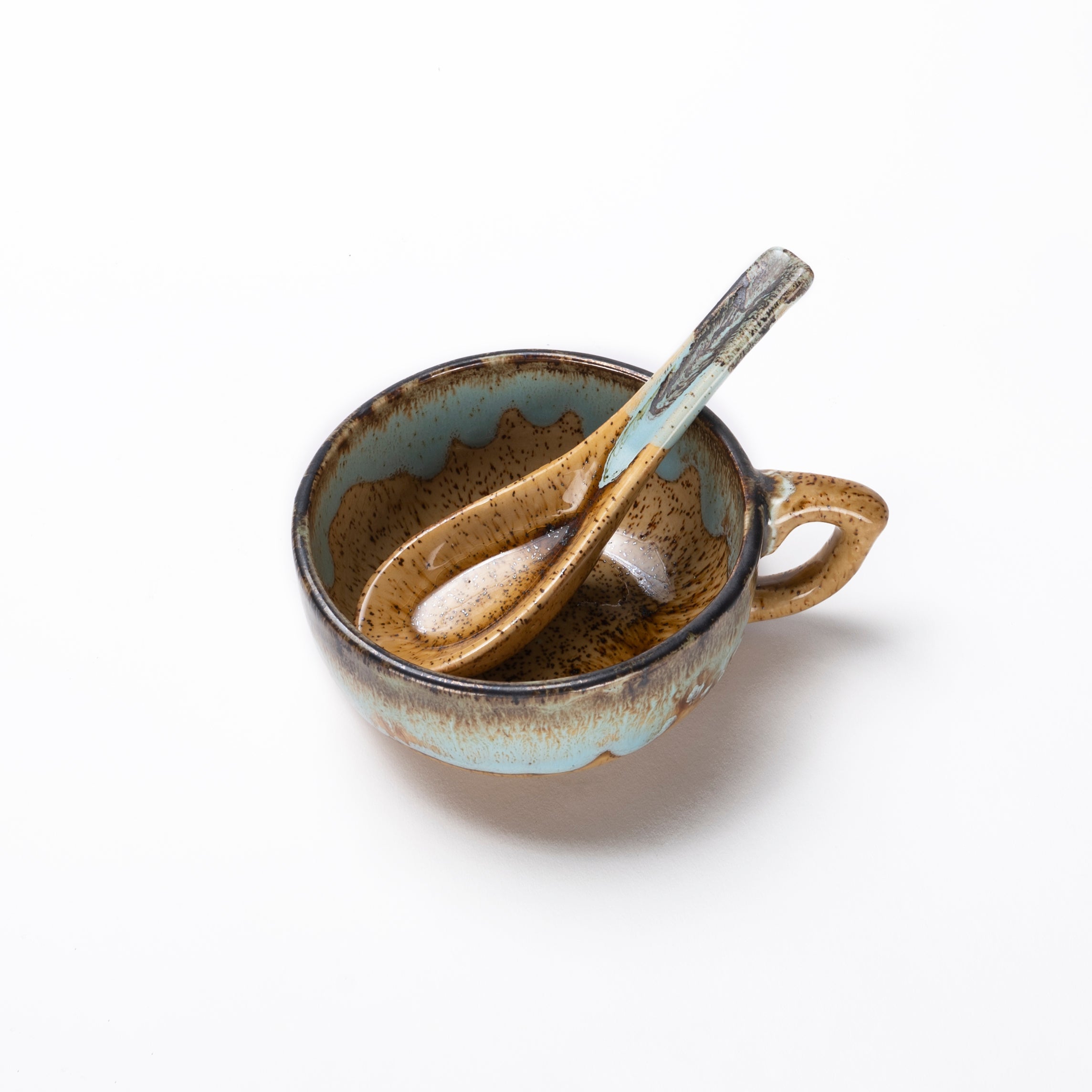 Coral soup bowl & spoon (set of 2)
