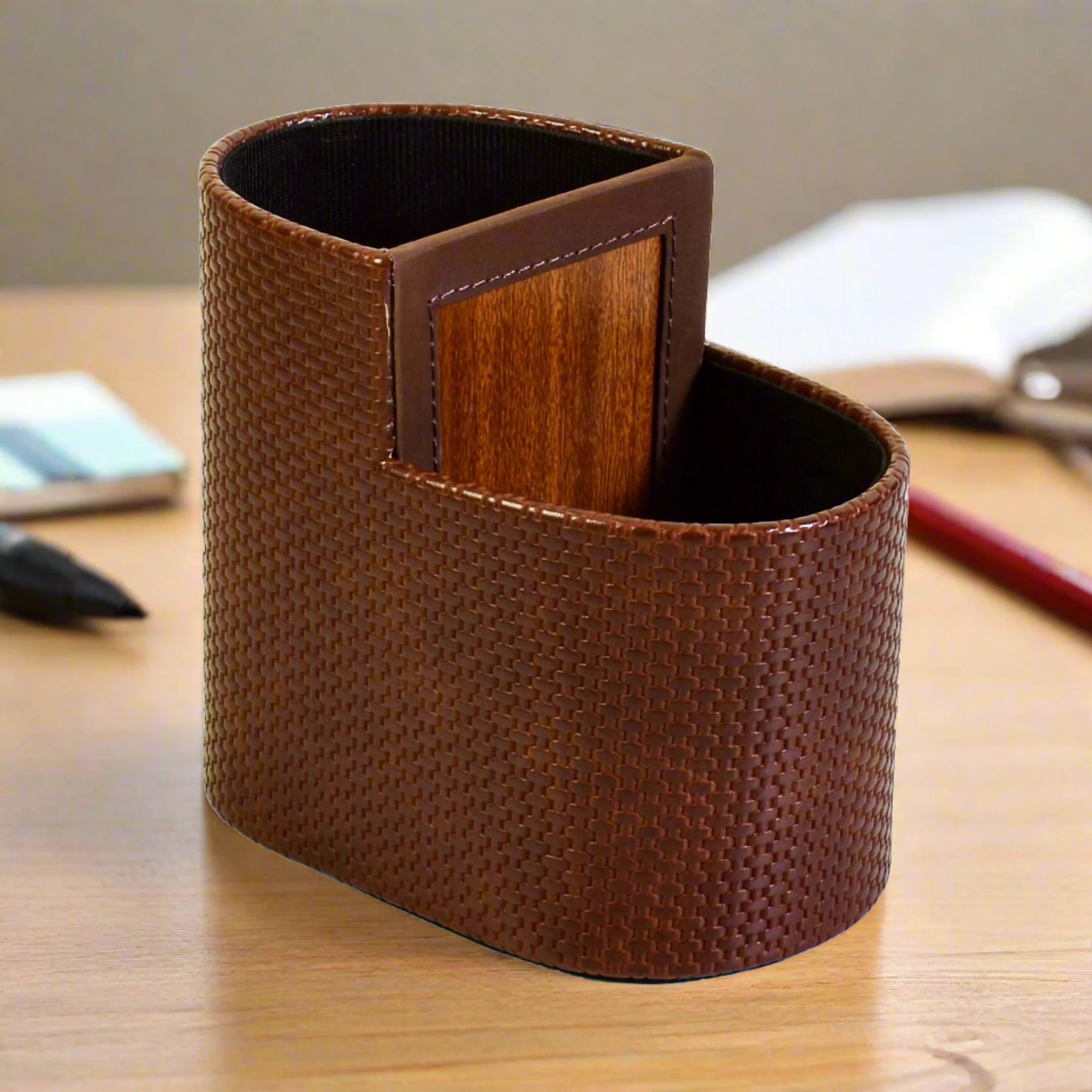 Leatherette Cutlery/Cosmetics Holder | Brown | Capsule