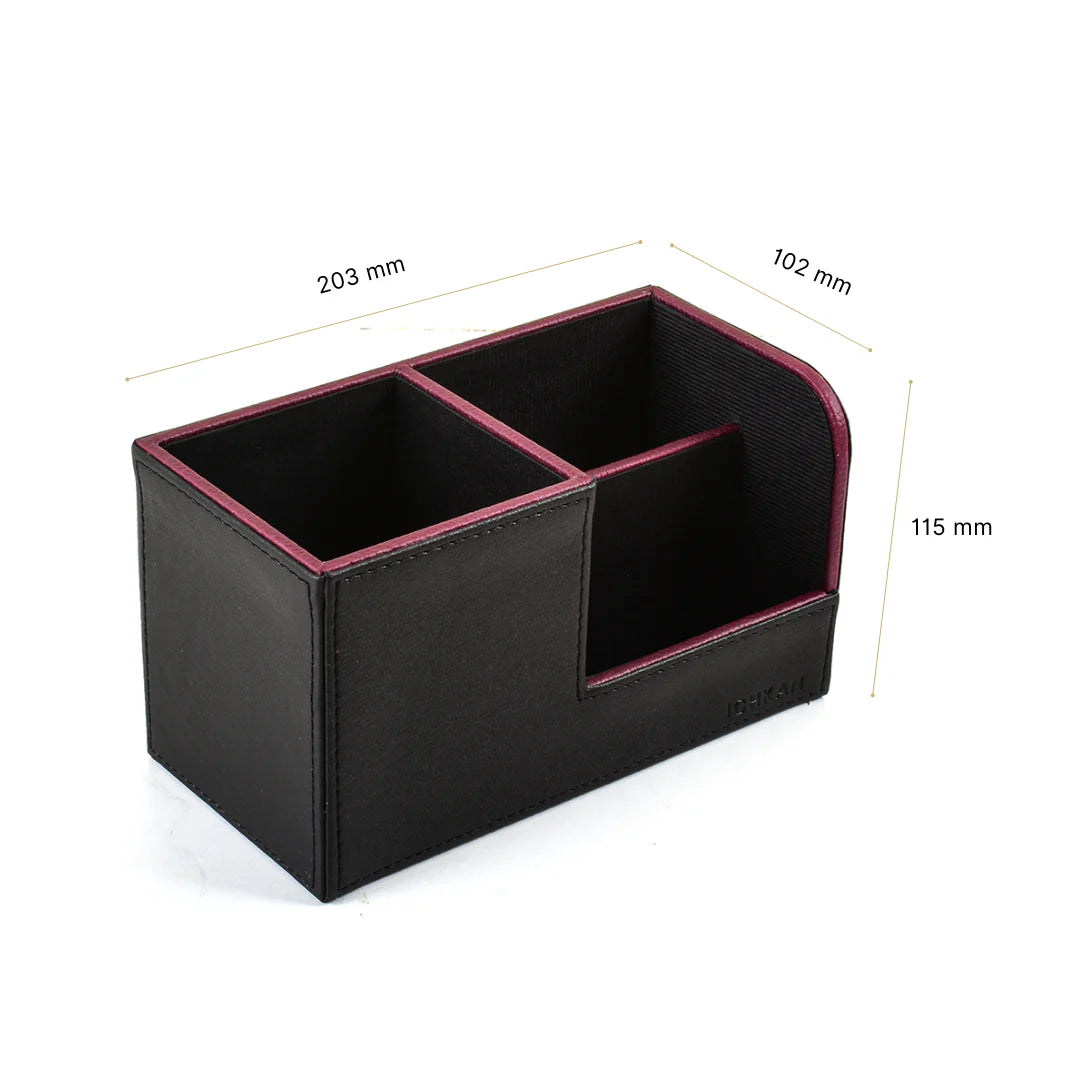 Leatherette Remote/Stationery Holder | Black