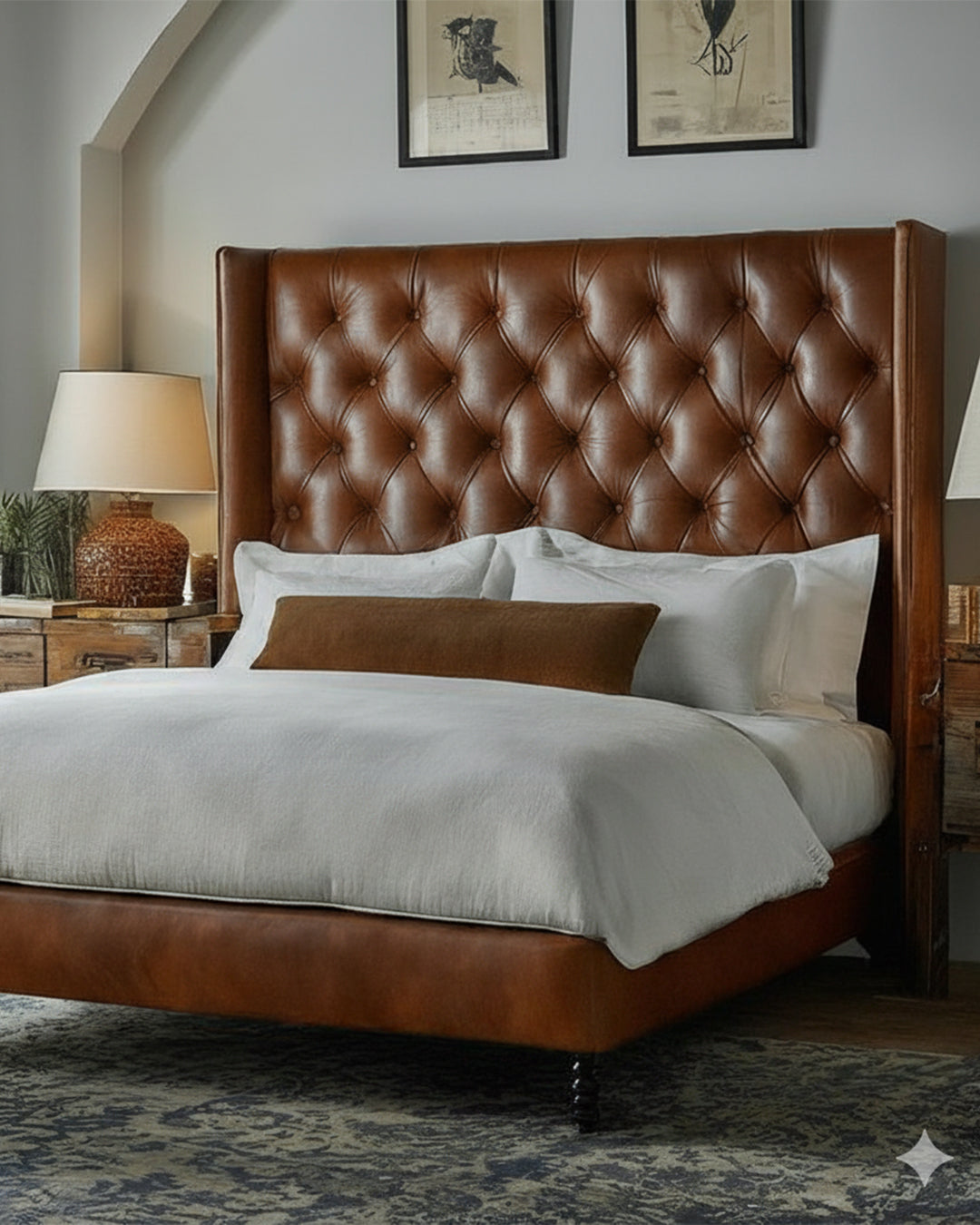 The Winston Tufted Leather Bed