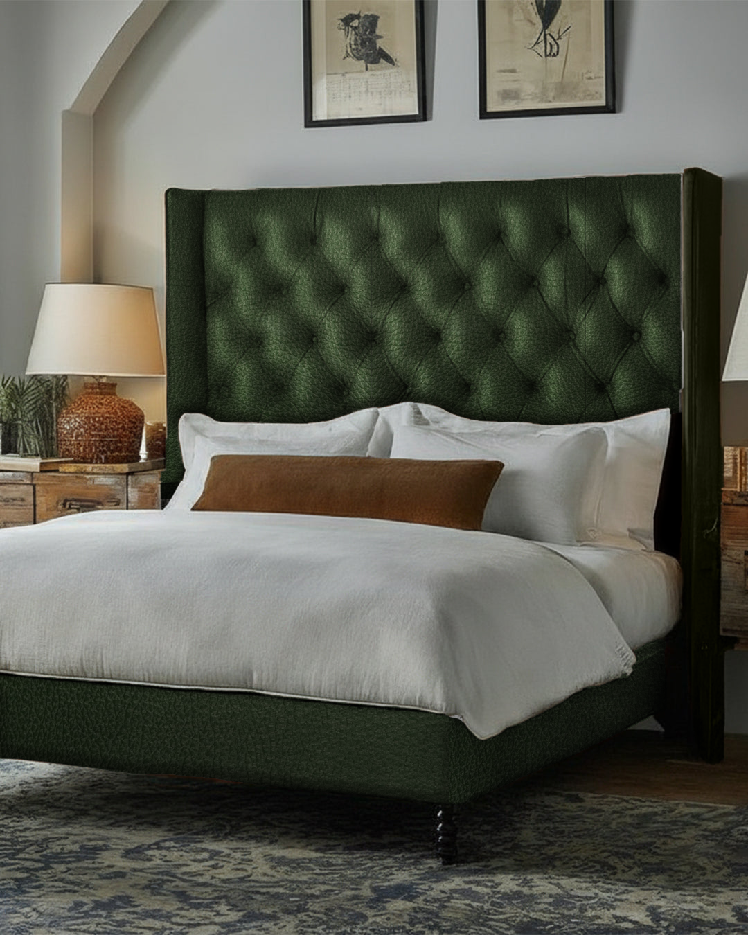 The Winston Tufted Leather Bed