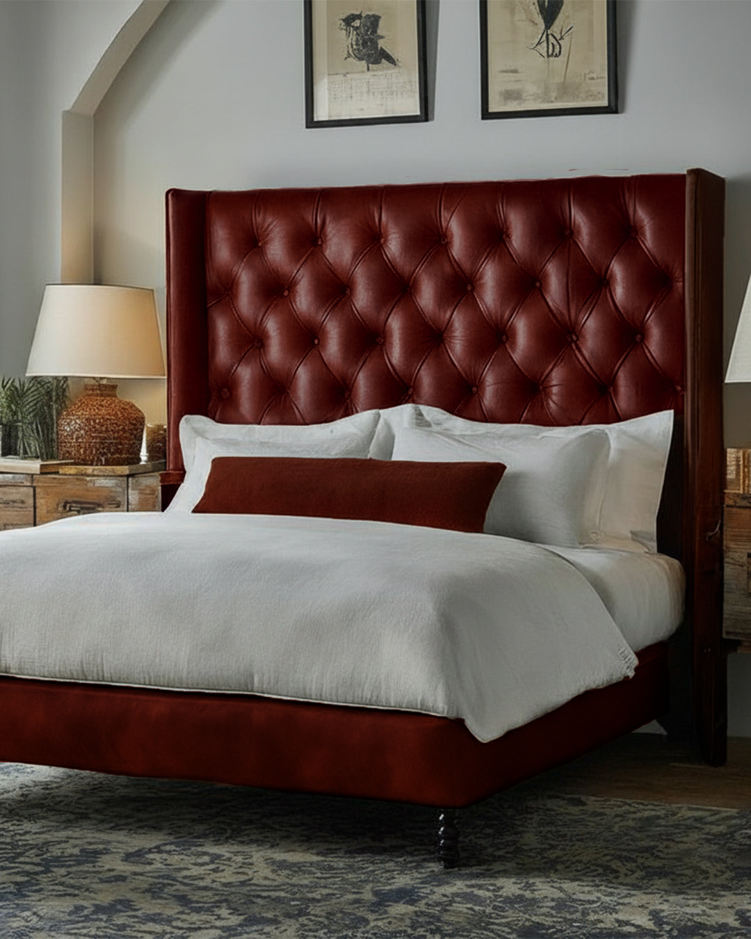 The Winston Tufted Leather Bed