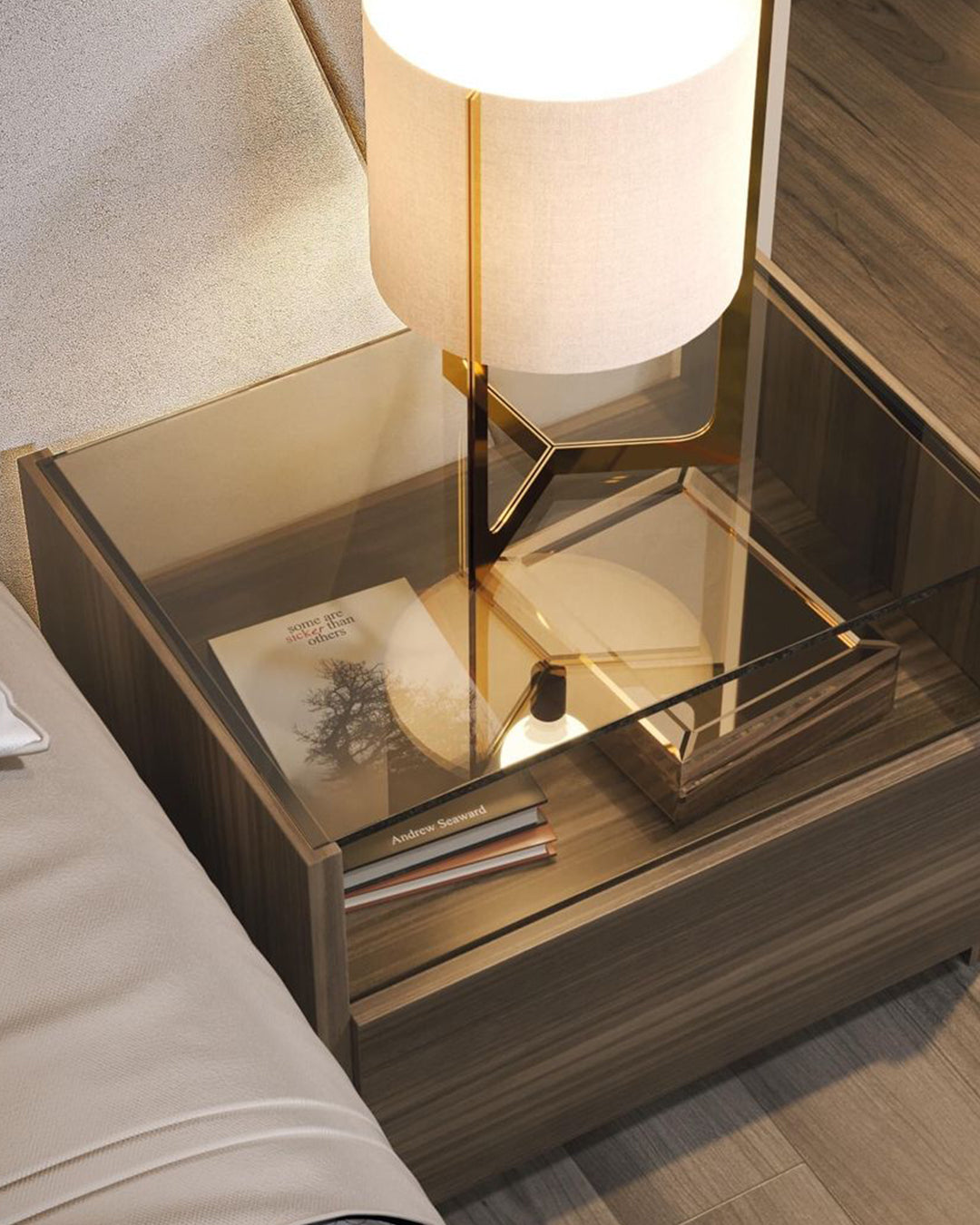 The Hudson Glass-Top Bedside Chest