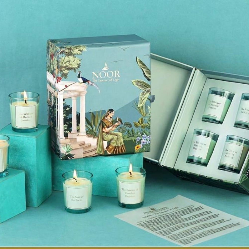 The Noor 4 glass jar candle gift box