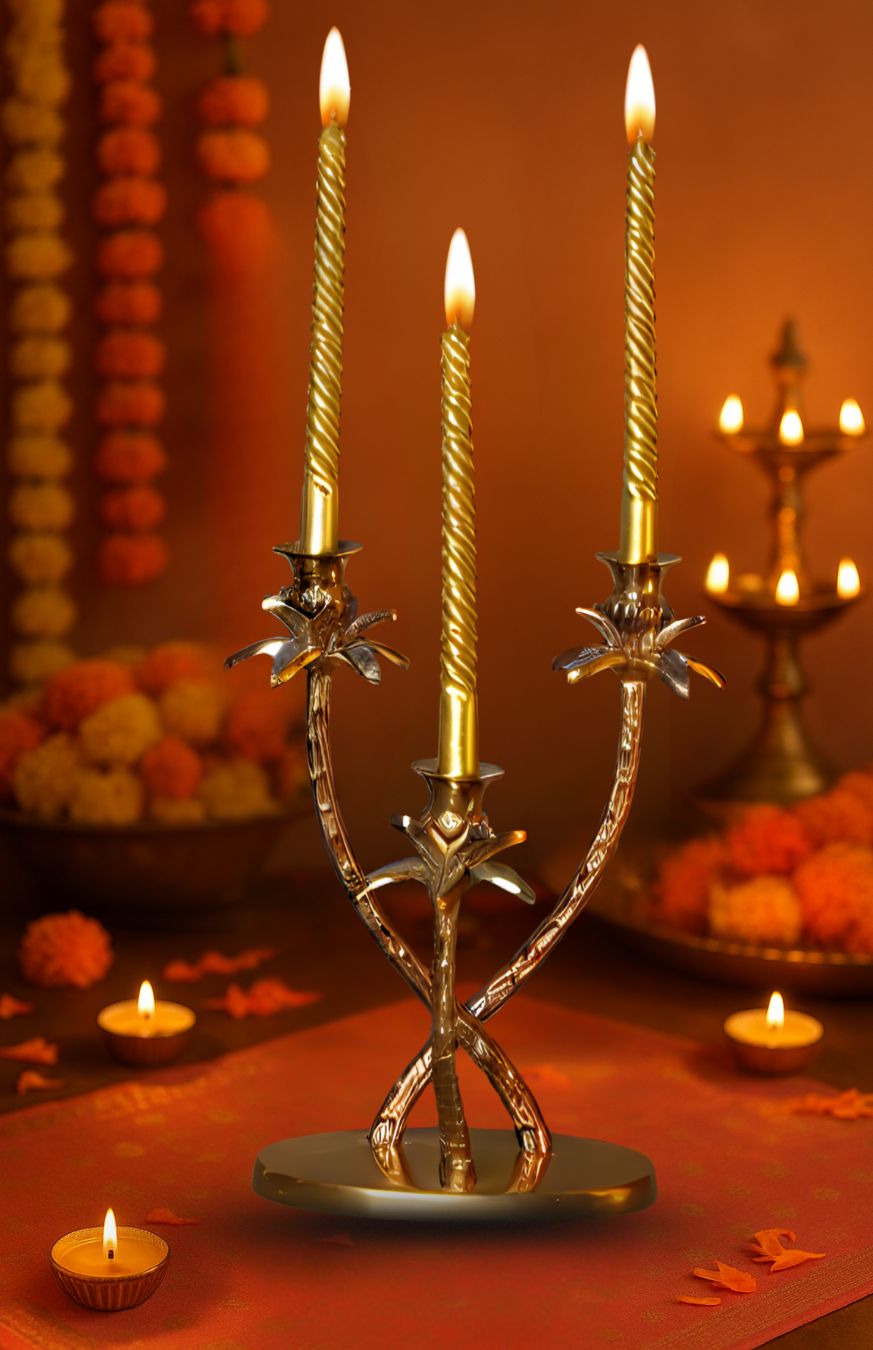 Brass oasis candle stand