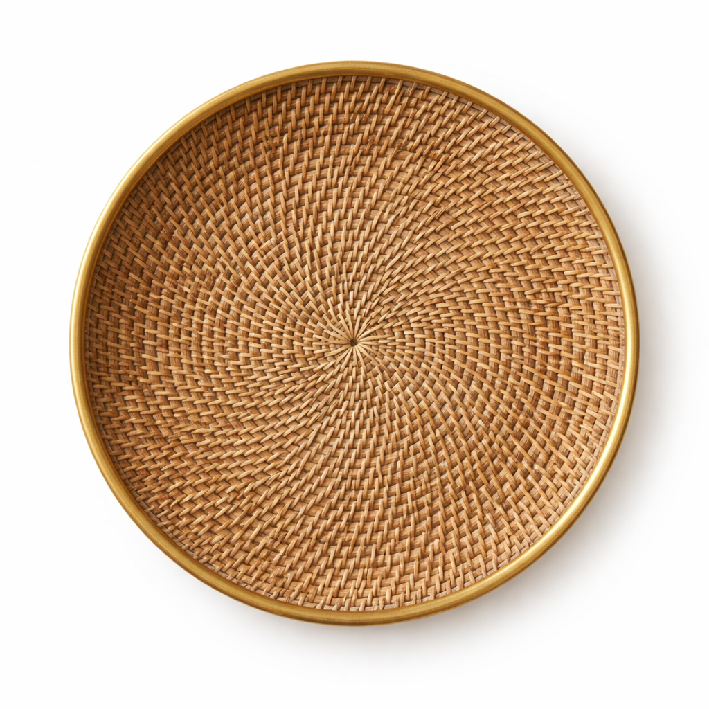 Brass Rattan Raatan Tray