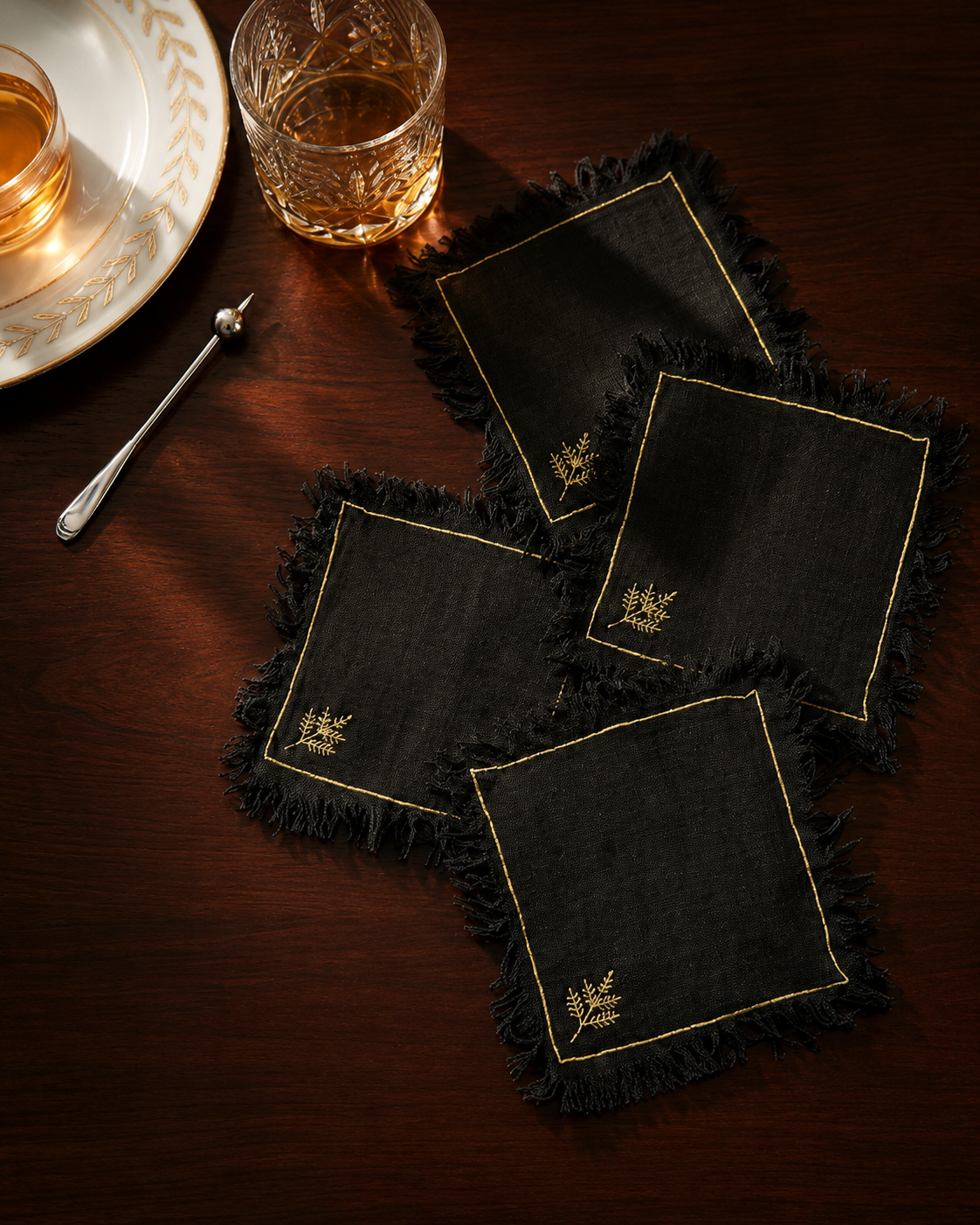 COCKTAIL NAPKIN BLACK (SET OF 4)