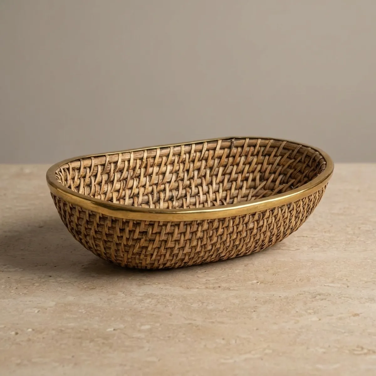 Brass Rattan Rattan Basket