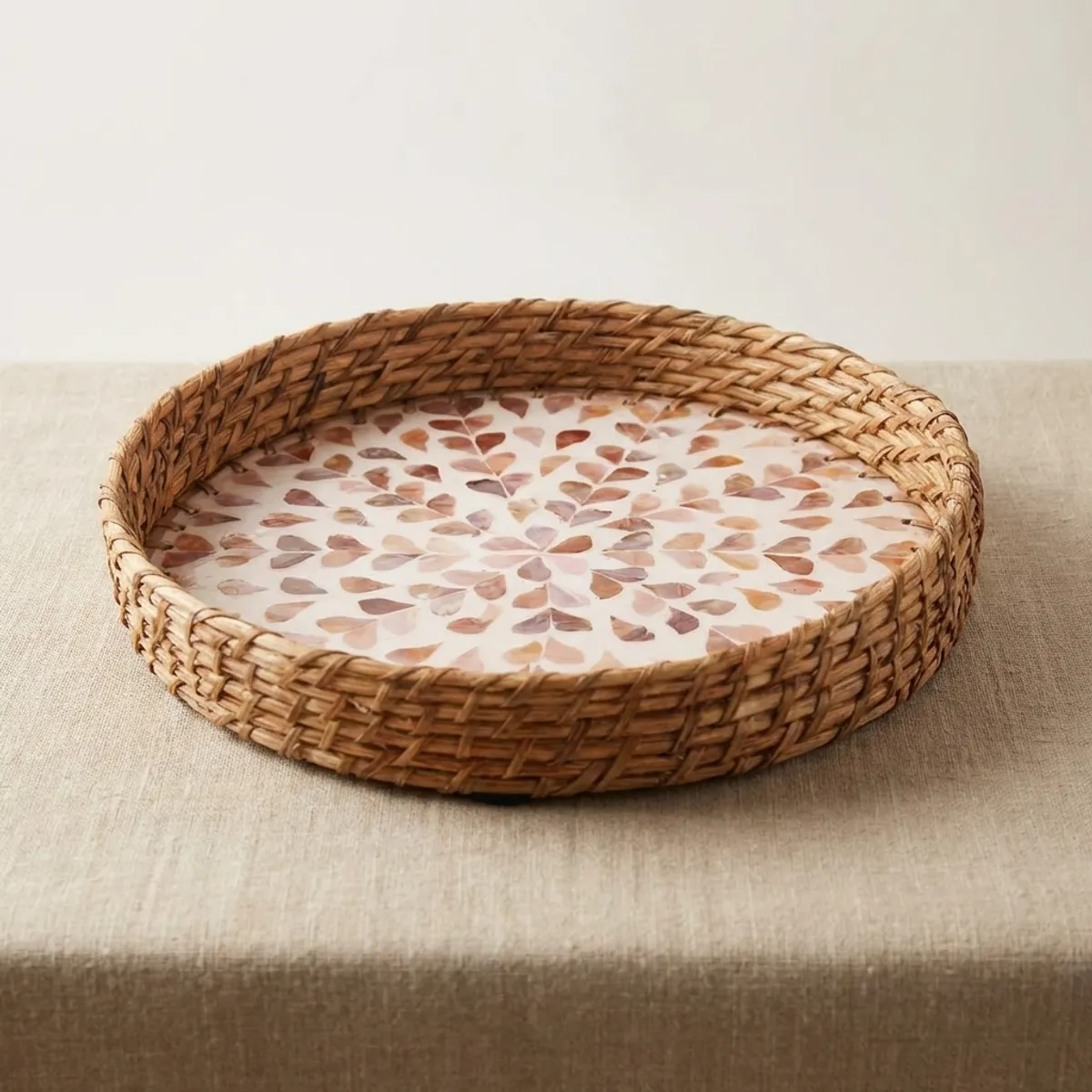 Brass Rattan Rattan Tray
