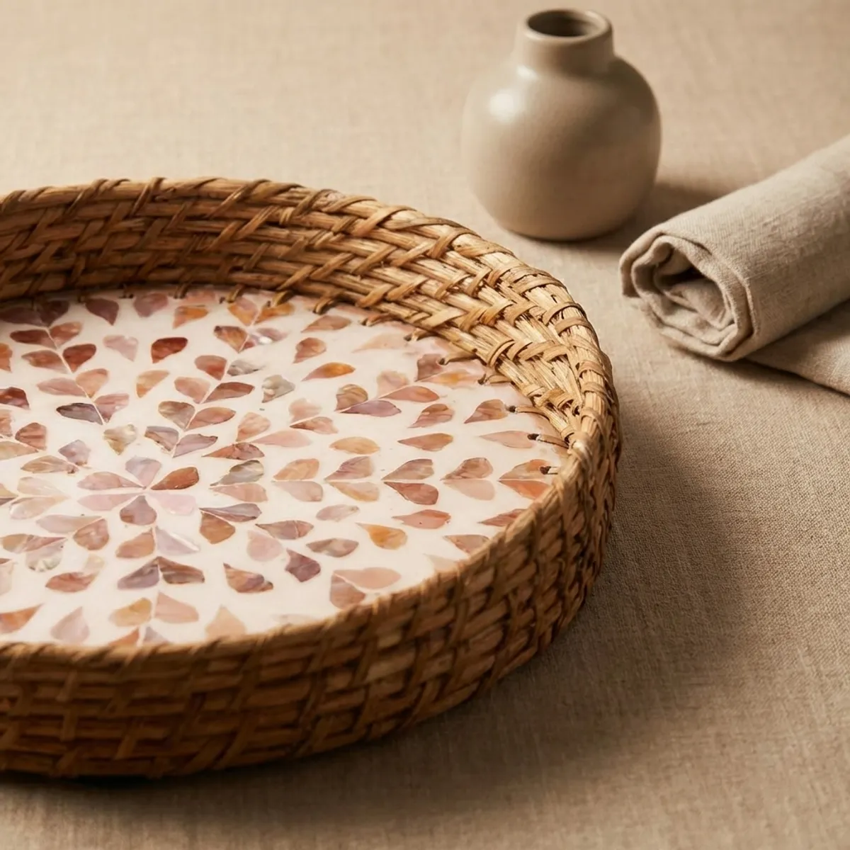 Brass Rattan Rattan Tray