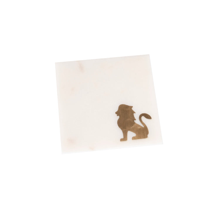 Simba Marble Coaster with Lion Inlay Set of 4